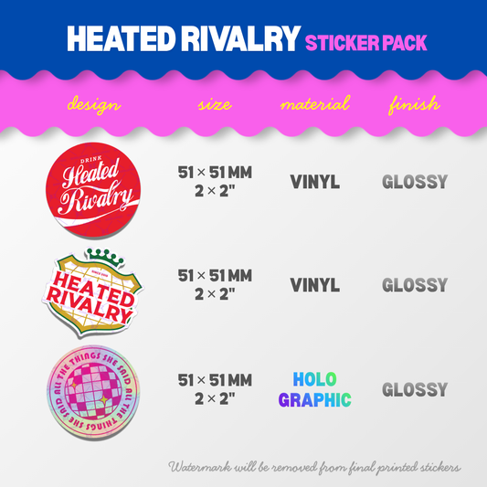 Heated Rivalry • Shane Hollander + Ilya Rozanov • STICKER PACK