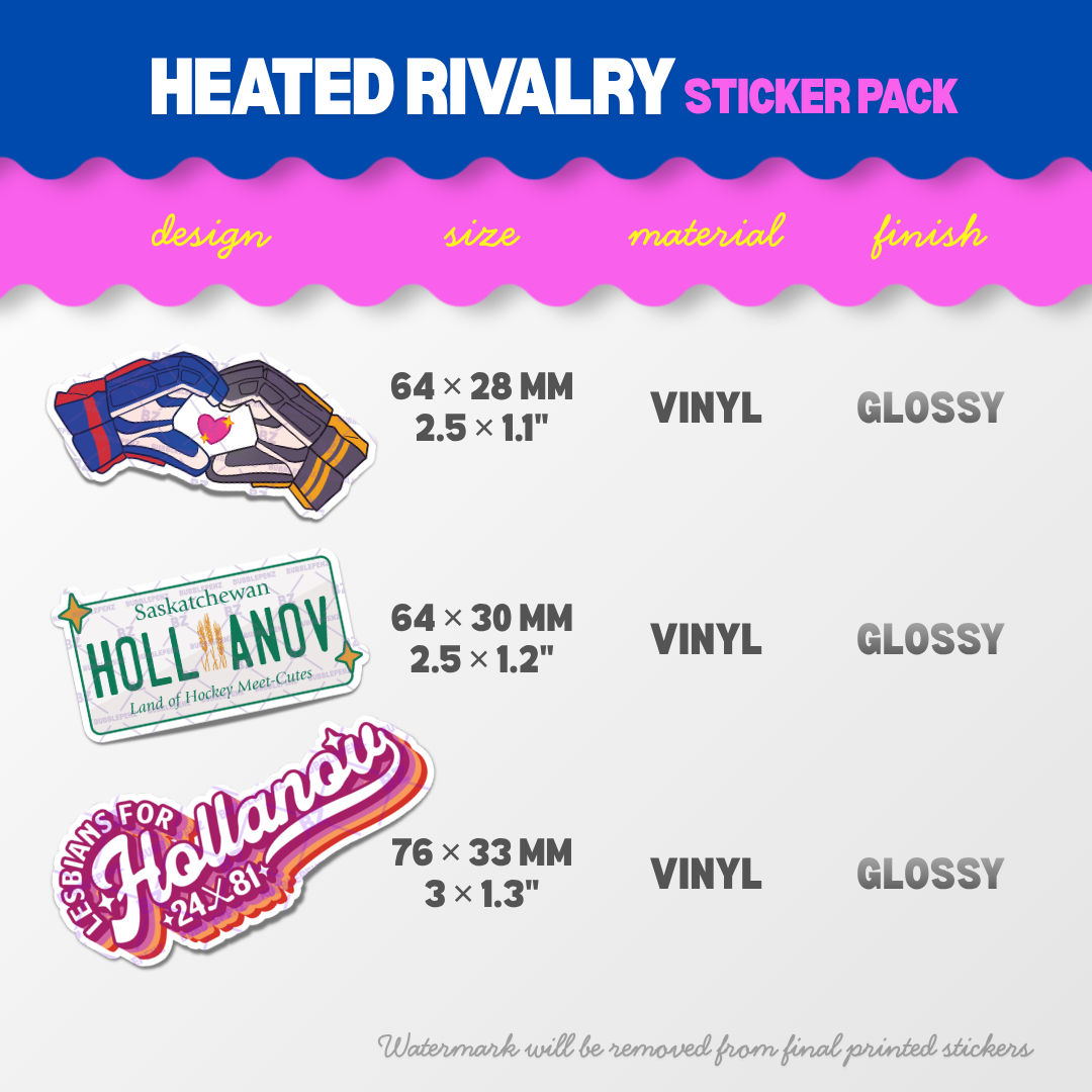 Heated Rivalry • Shane Hollander + Ilya Rozanov • STICKER PACK
