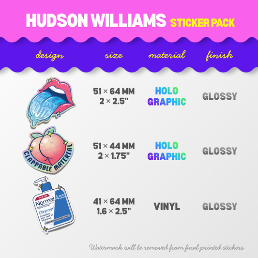Hudson Williams • Pride of Kelowna • STICKER PACK